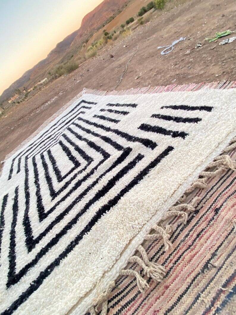 Traditional handmade pure wool rug, size 100 x 200 cm
