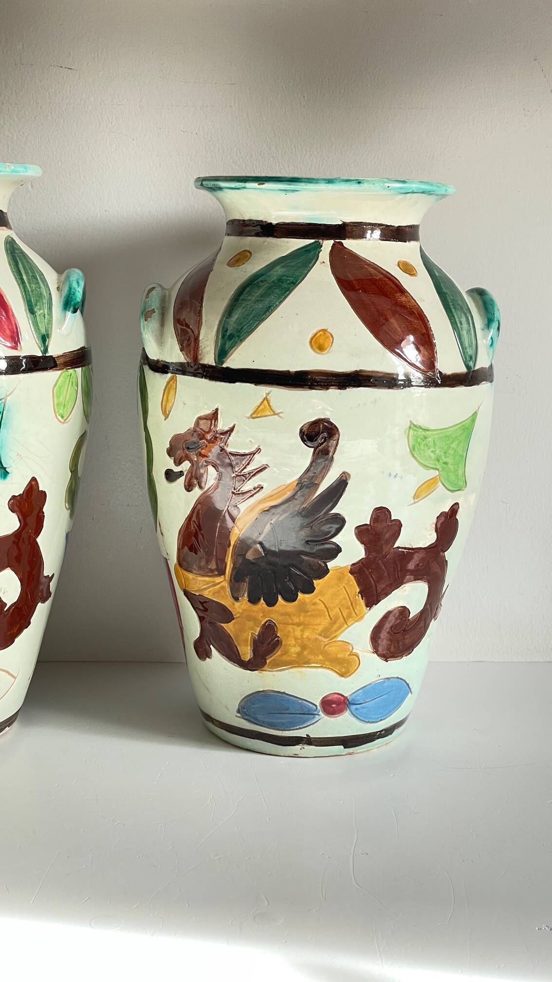 Vases vintage italy motif dragon