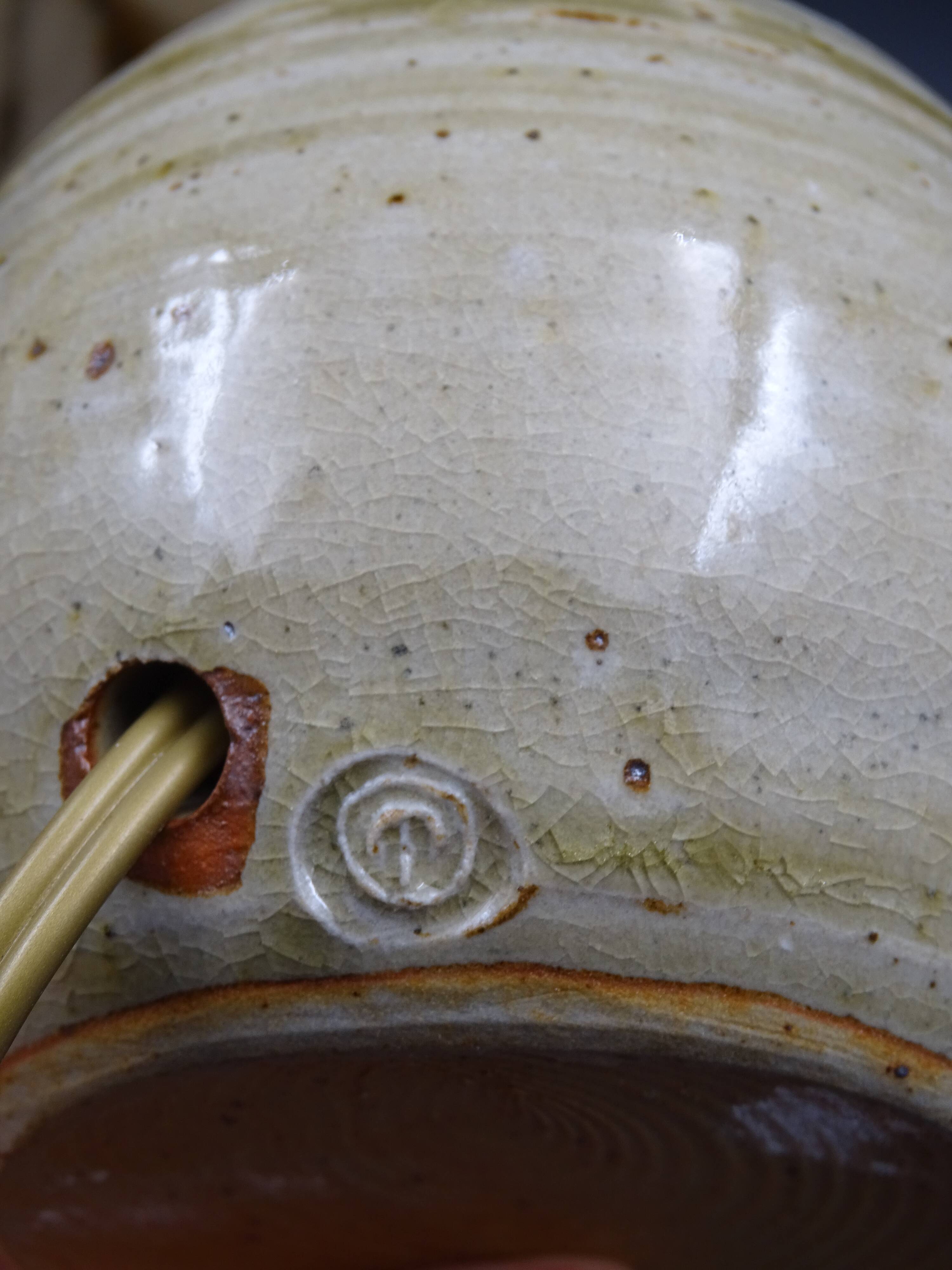 Pair of bedside lamps in stoneware and wool lampshades - Vintage around 1970