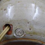 Pair of bedside lamps in stoneware and wool lampshades - Vintage around 1970