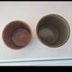 2 vintage khaki ceramic mugs