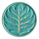 Turquoise and gold leaf slip trivet