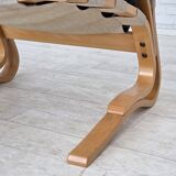 1970s, Norwegian design, armchair model "Kengu", leather, bent wood.