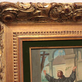 Ancienne peinture religieuse École Espagnole Saint François