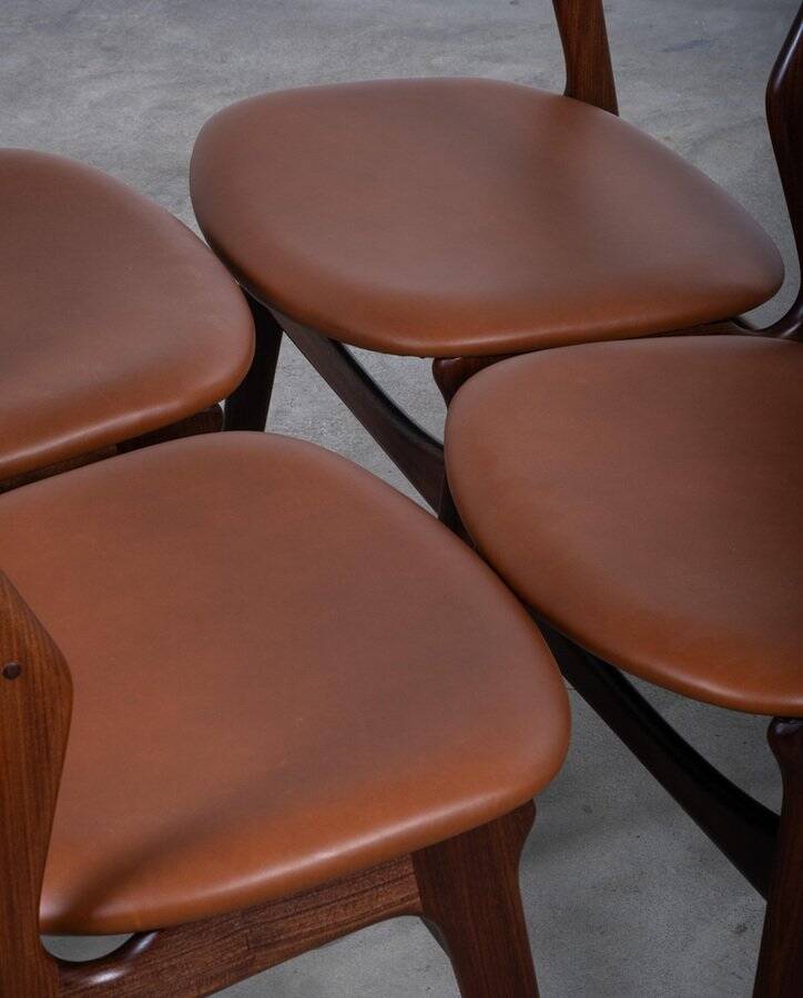 Vintage Danish Dining Chairs in Teak by Erik Buch, 1960s, Set of 4