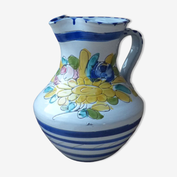 Pitcher ceramic decoration hand-painted vintage