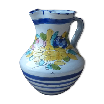 Pitcher ceramic decoration hand-painted vintage