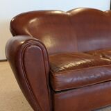 Leather club 3 places sofa 50s