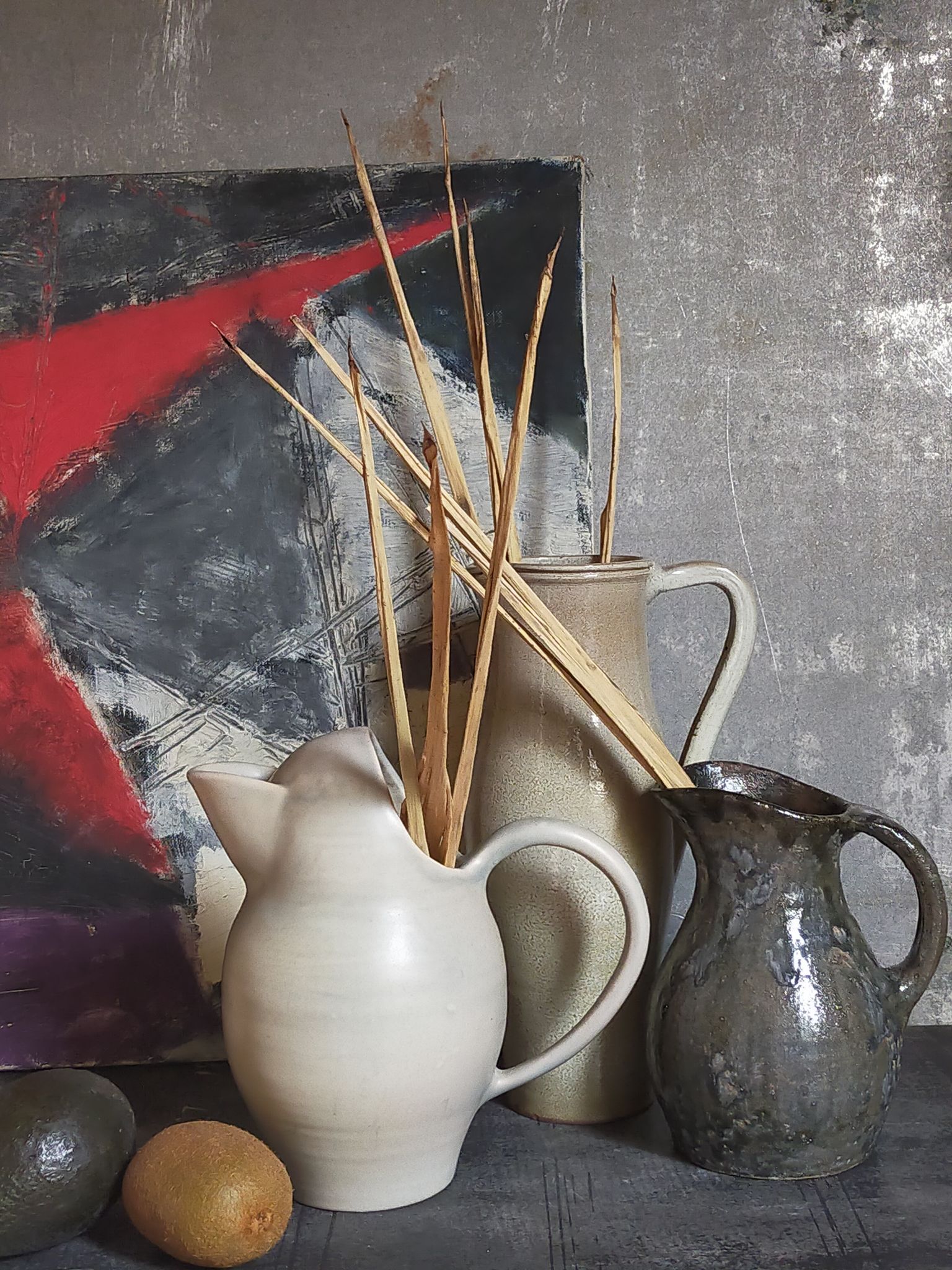 Ceramic potter's pitcher with matte enamel, 50s