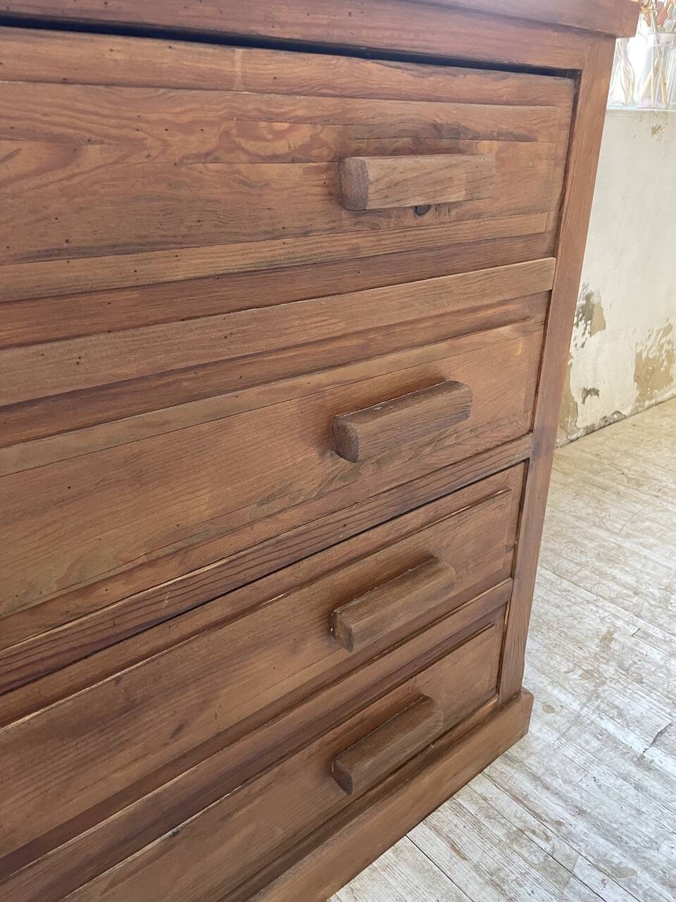 50s pitch pine haberdashery cabinet