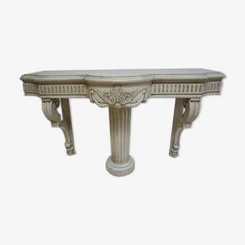 Console en bois sculpté Français antique avec colonne centrale