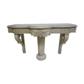 Antique French carved wooden console with central column