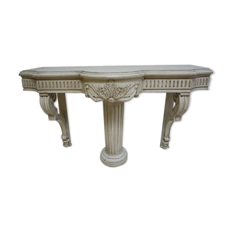 Antique French carved wooden console with central column
