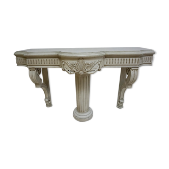 Console en bois sculpté Français antique avec colonne centrale