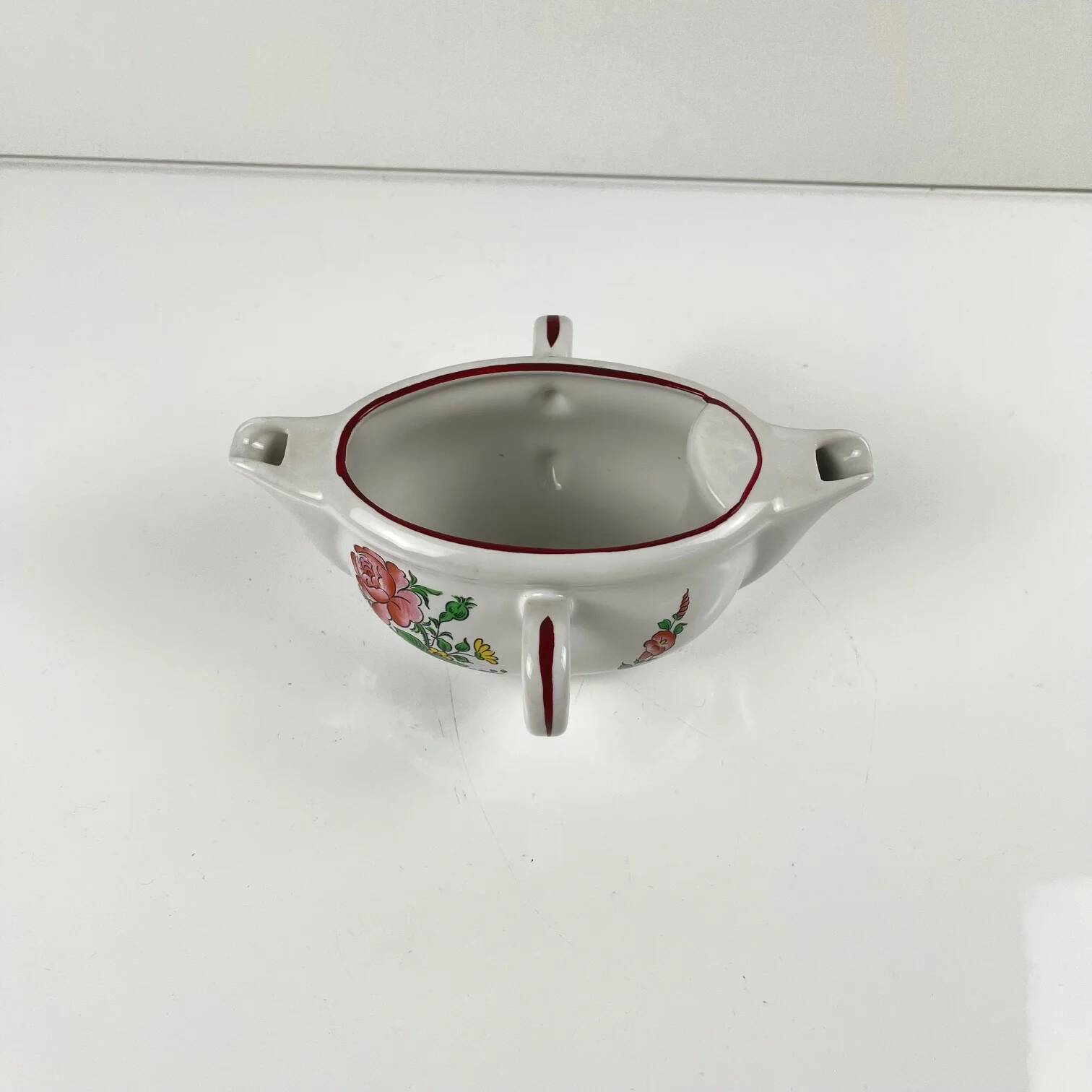 Rare double spouted sauceboat model Réverbère by KG Lunéville