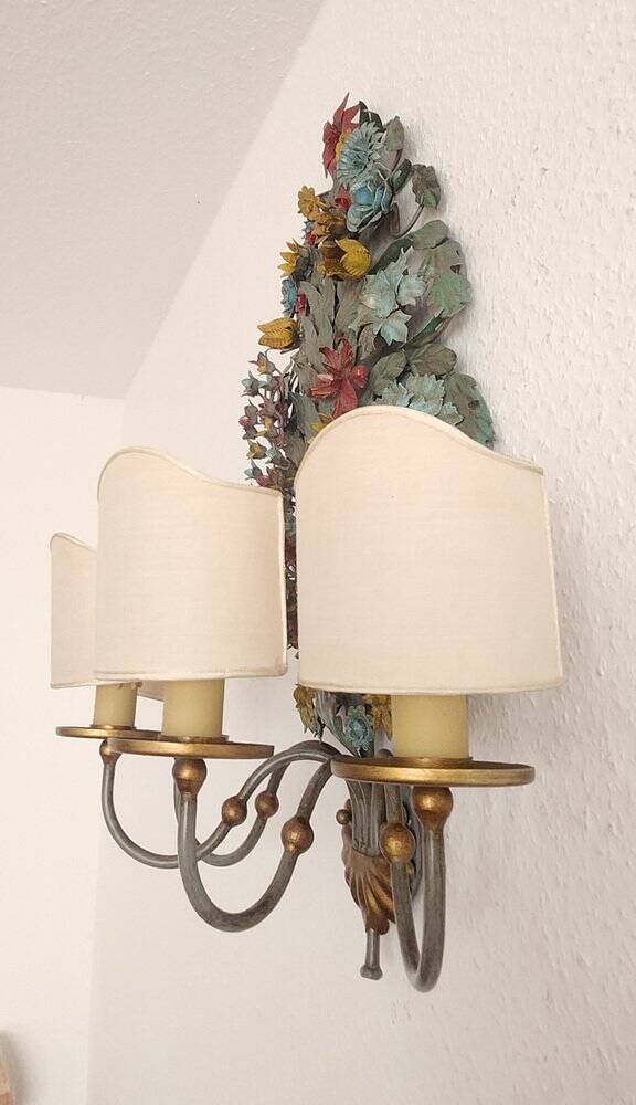 XL Large 2 Light polychrome vintage Ciani Firenze wall lamp, Italy 1970s