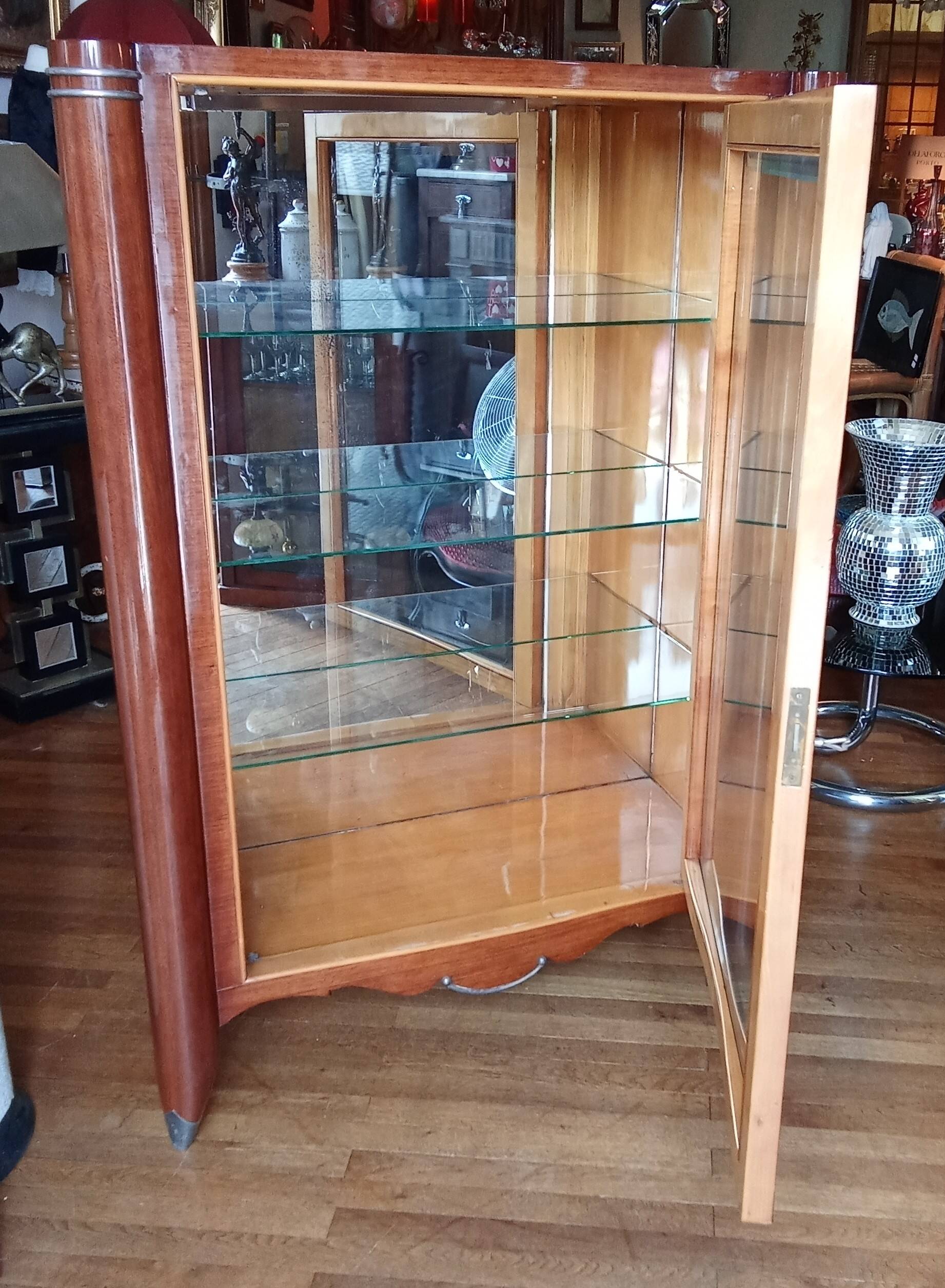 Antique illuminated Art Deco display cabinet
