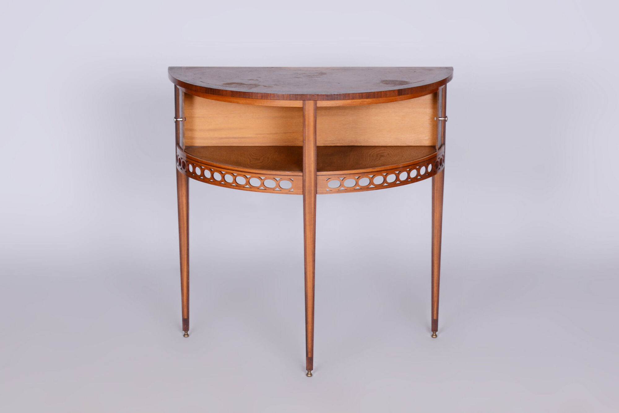 Restored Biedermeier Side Table, Walnut, Maple, Unique Marquetry, France, 1850s