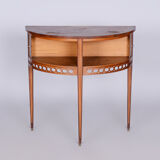 Table d’appoint Biedermeier restaurée, noyer, érable, marqueterie unique, France, années 1850