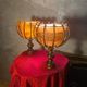 pair of vintage rattan table lamps by Louis Sognot 32x26 - 1950s-60s