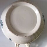 Ancienne Soupière Terre de Fer décor bleu fleuri