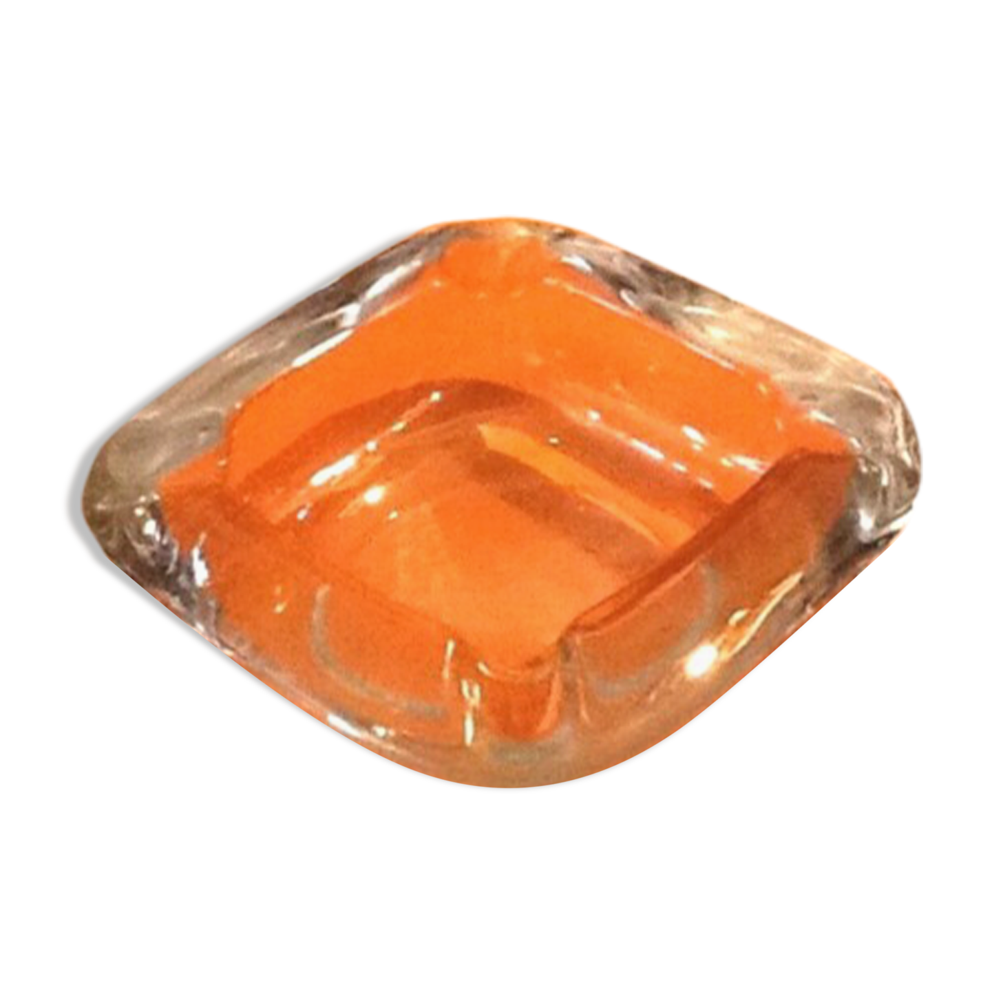 Cendrier pavé en verre transparent, années 70