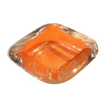Cendrier pavé en verre transparent, années 70