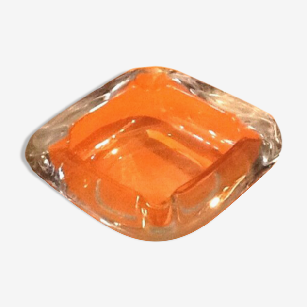 1970s paved ashtray transparent glass