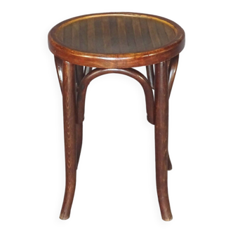 low bistro stool in curved wood laminated seat, circa 1920