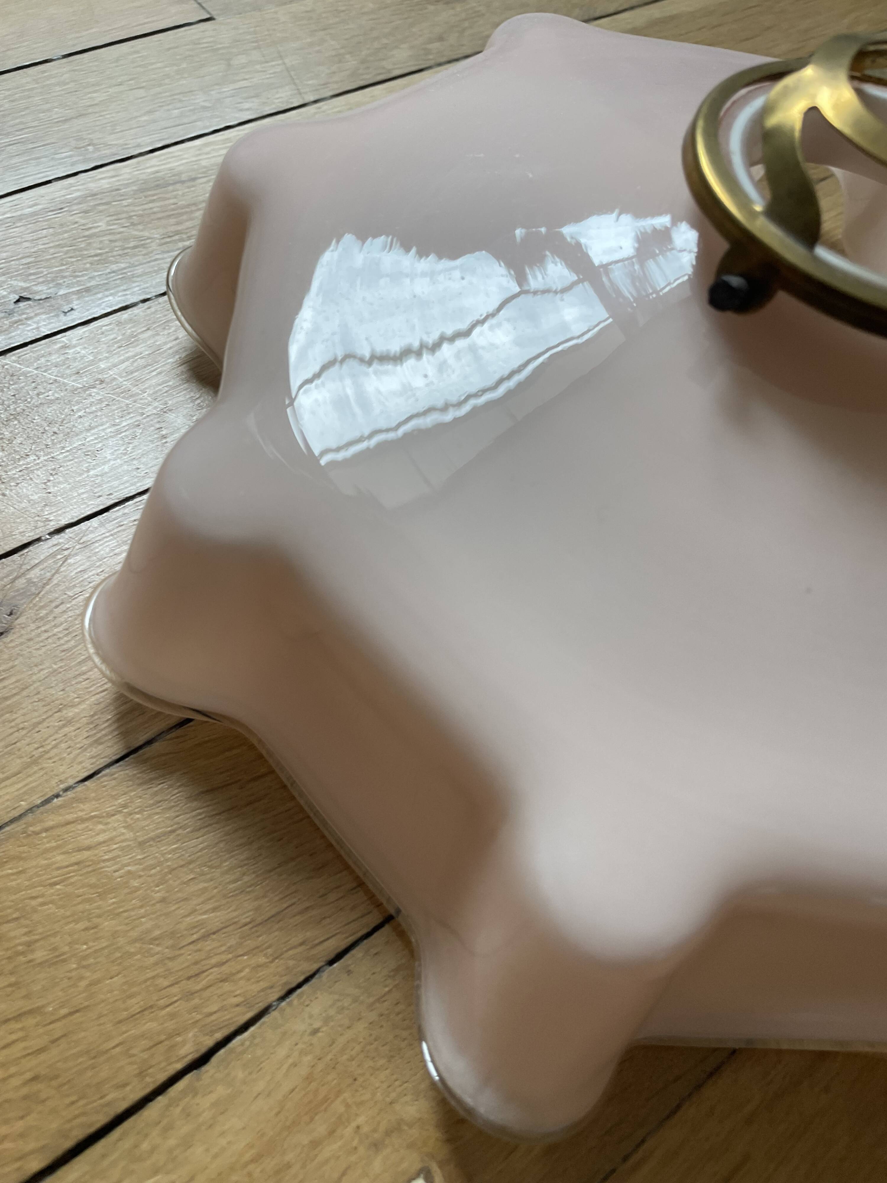 Vintage opaline pink glass lampshade from Czechoslovakia 250912