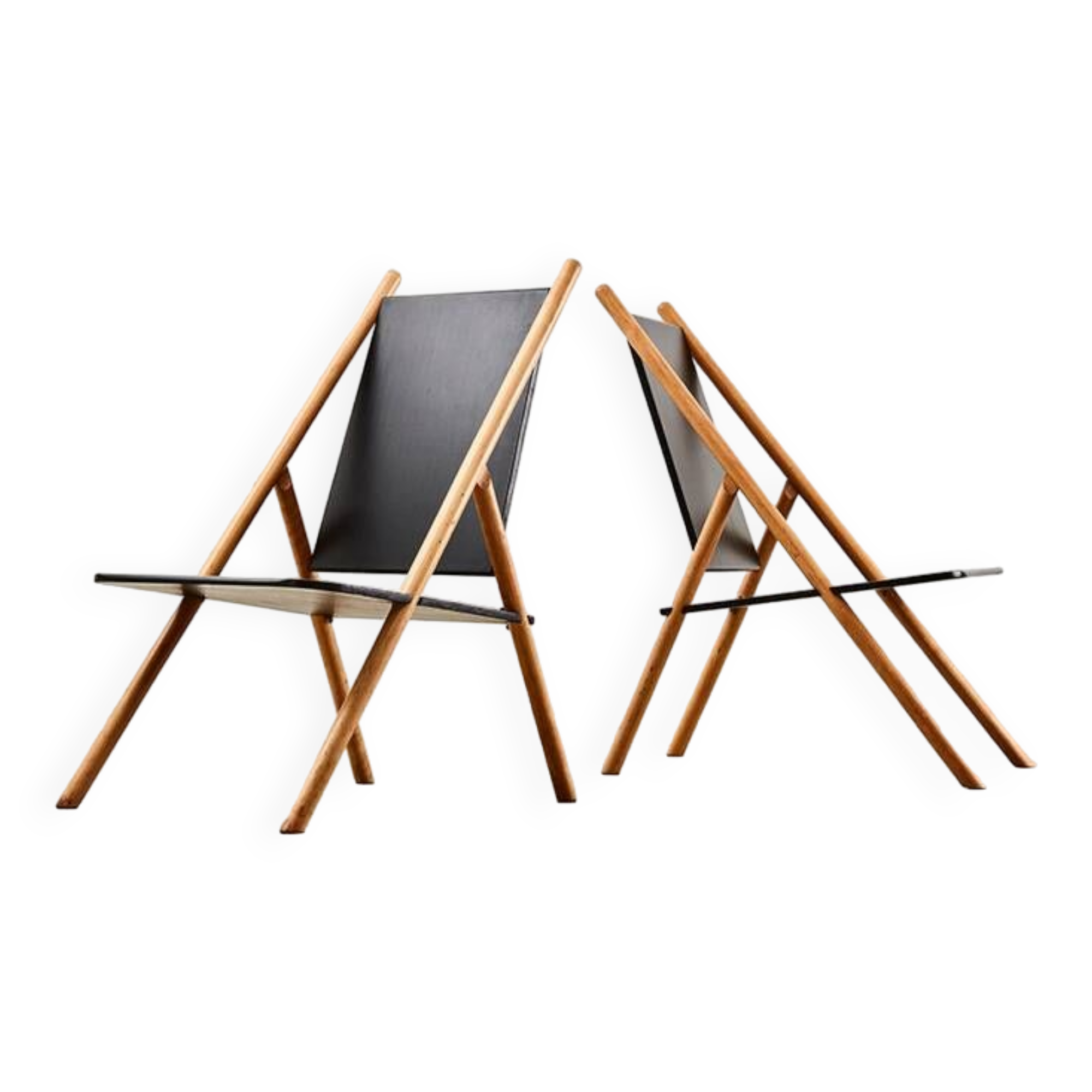 Yrjo Wiherheimo & Rudi Merz Rare Pair of Pinna Lounge Chairs for Korkeakosko Oy Finland 1970s