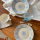 Set of 10 Sarreguemines “Balkan Blue” dessert plates / antique porcelain