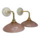 Vintage pink Art Deco glass wall lights