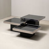 Set of 3 low tables in black mirror Cidue