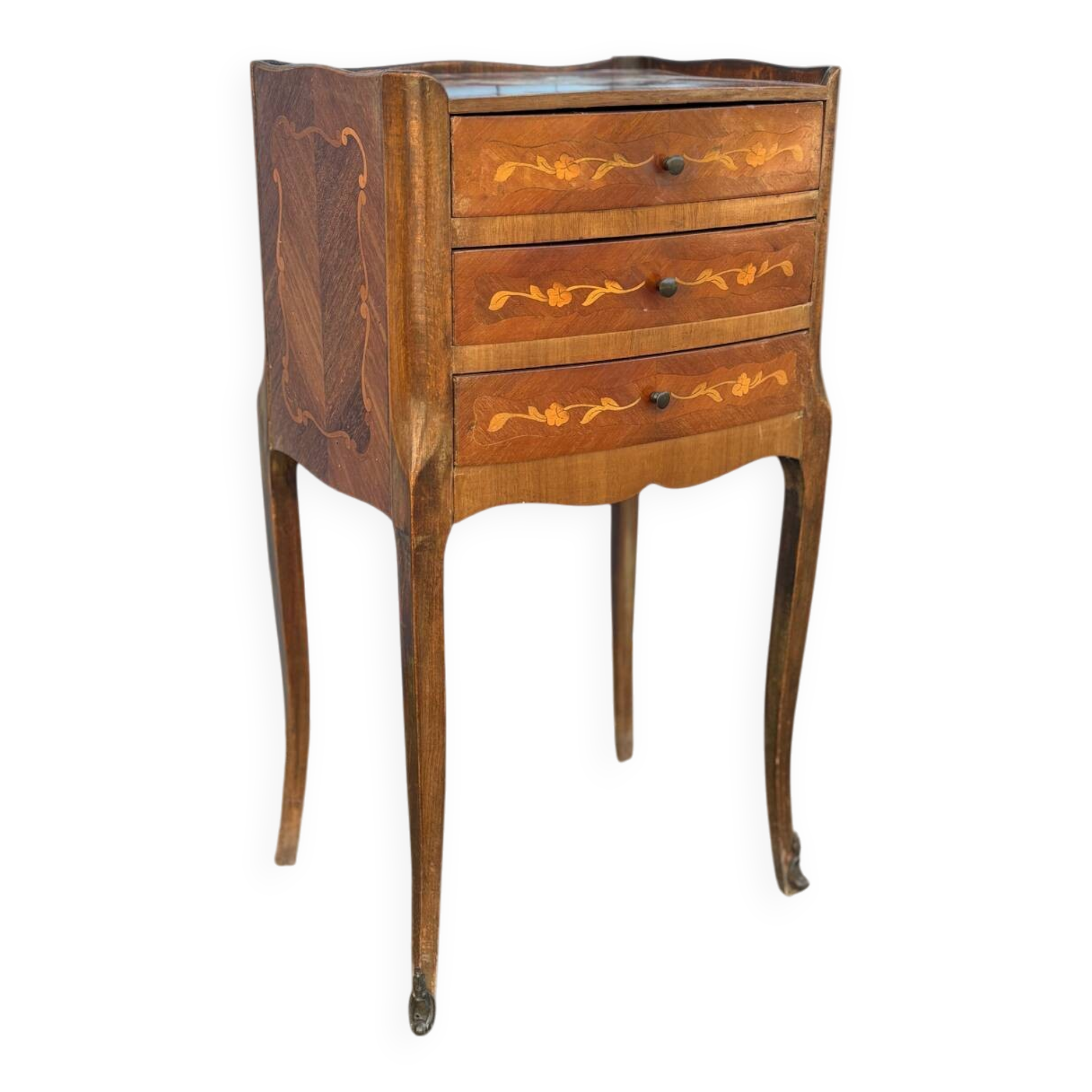 Louis XV bedside table in marquetry