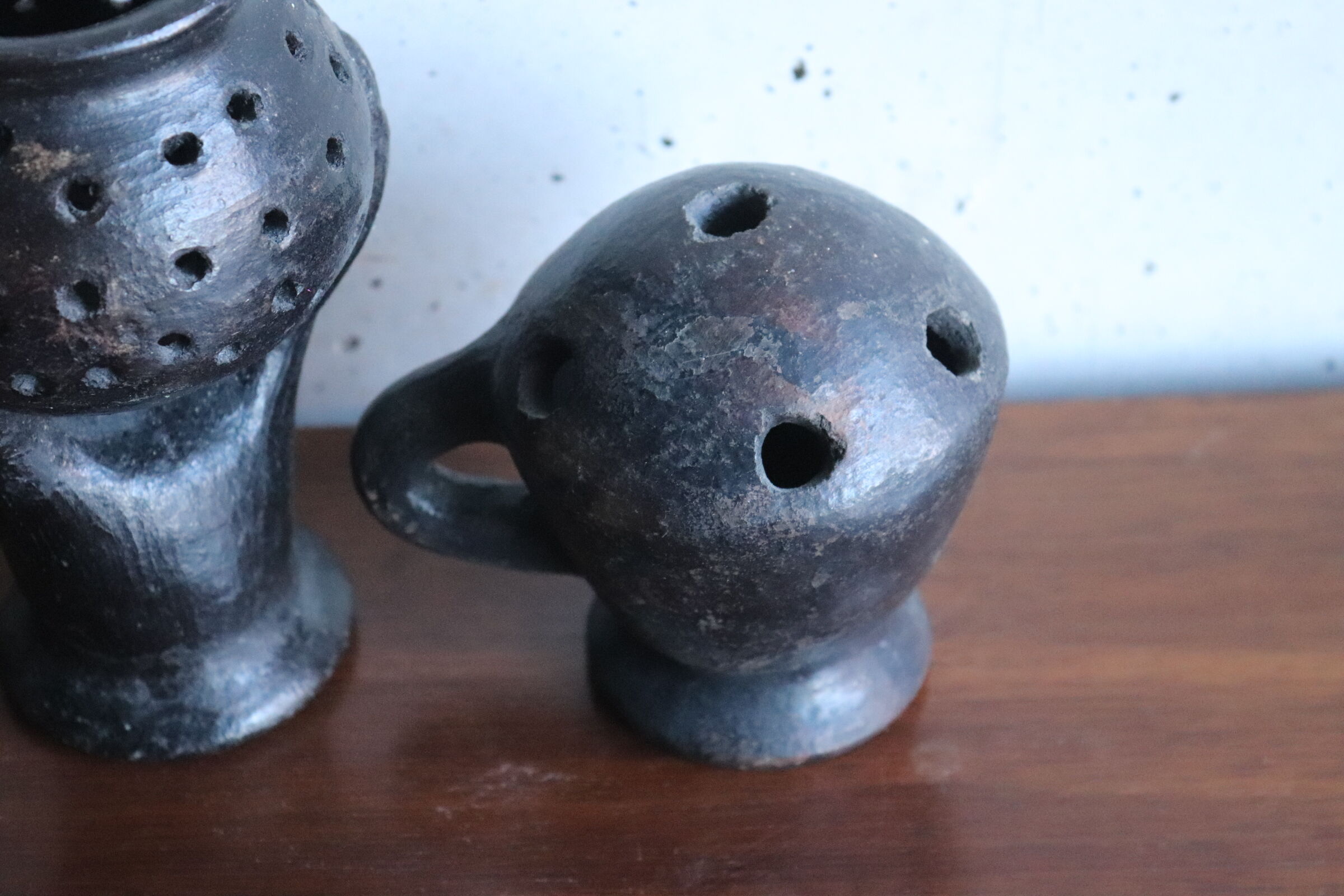 Set of 3 vintage brown and black pottery