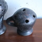 Set of 3 vintage brown and black pottery
