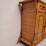 Buffet, commode en bambou et rotin, années 60