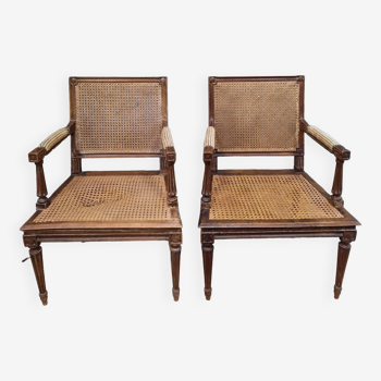 Pair of cane armchairs from the Louis XVI style