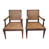 Pair of cane armchairs from the Louis XVI style