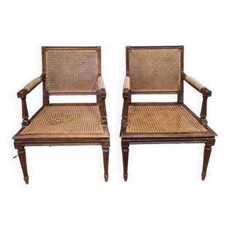 Pair of cane armchairs from the Louis XVI style