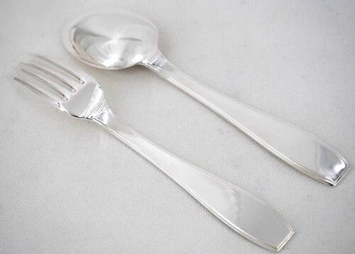 Christofle Atlas model, 10 dessert cutlery sets, 20 pieces, Art Deco, 17.8 cm