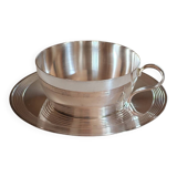 Silver-plated metal cup and saucer