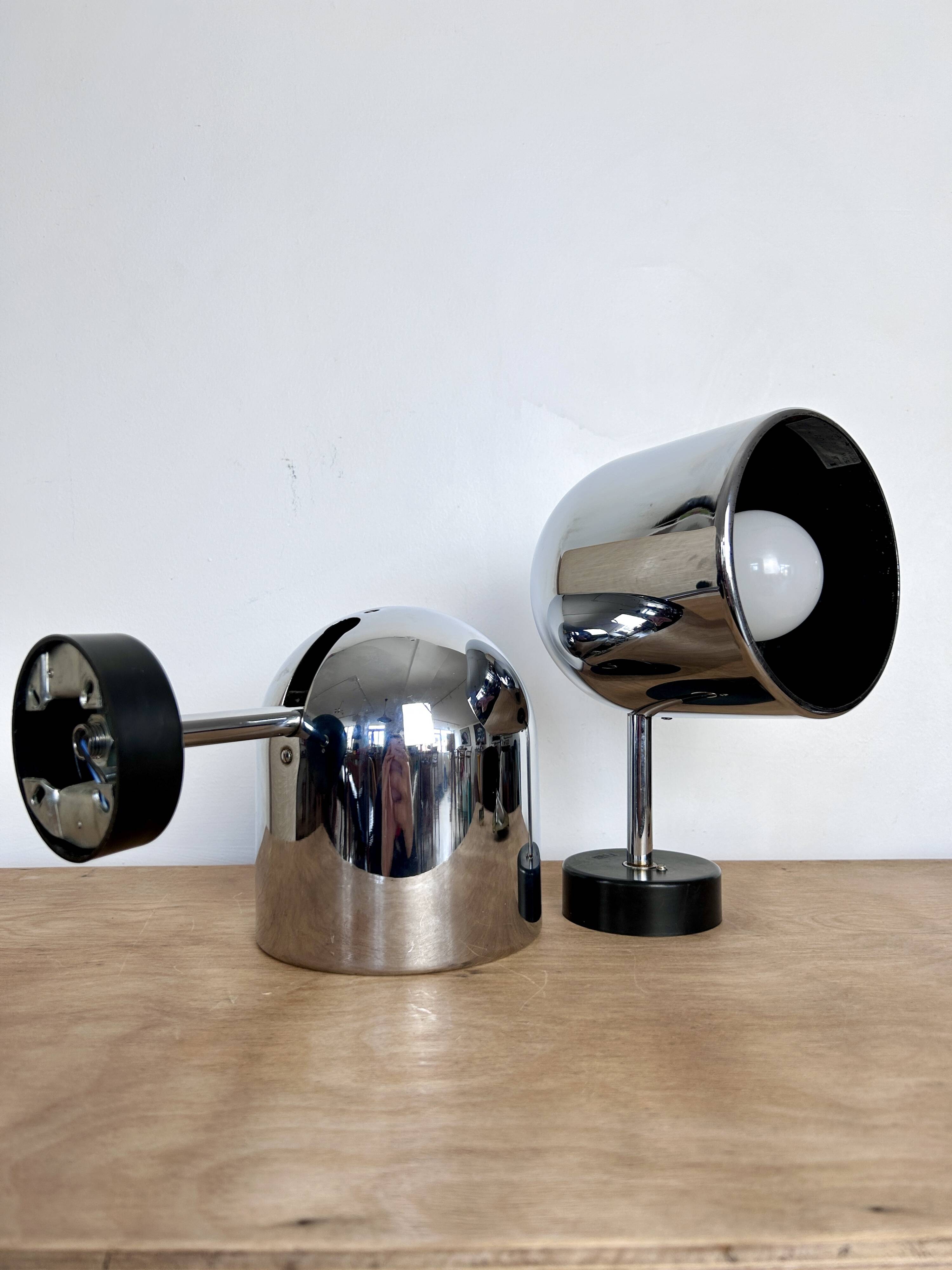 Pair of chrome Staff Leuchten wall lights - Germany 1970