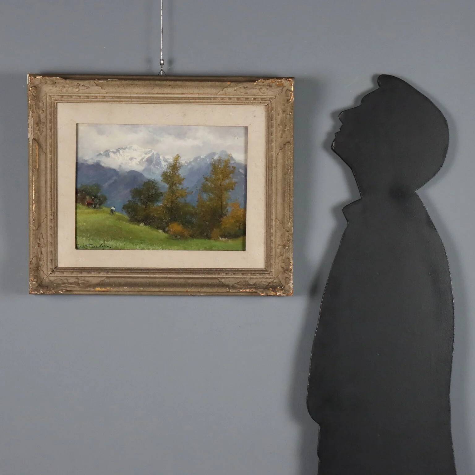 Peinture moderne signée Ercole Garavaglia, huile sur panneau dur '900