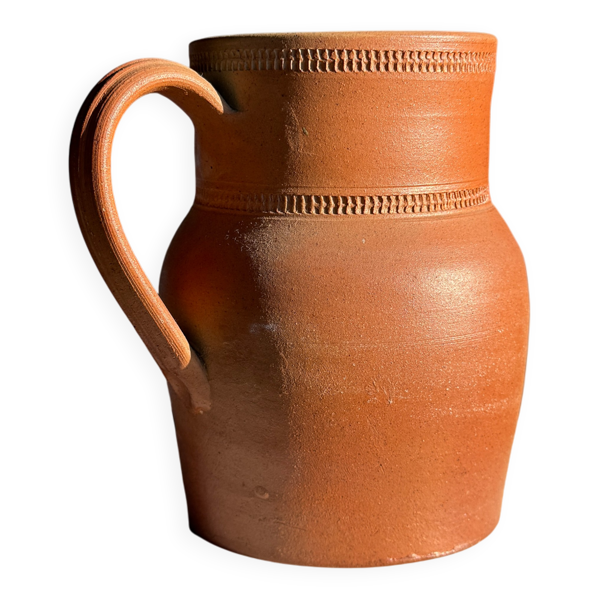 Large orange stoneware jug Grès Bonneval Made in France underneath H18