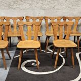 12 wooden bistro chairs, 1970