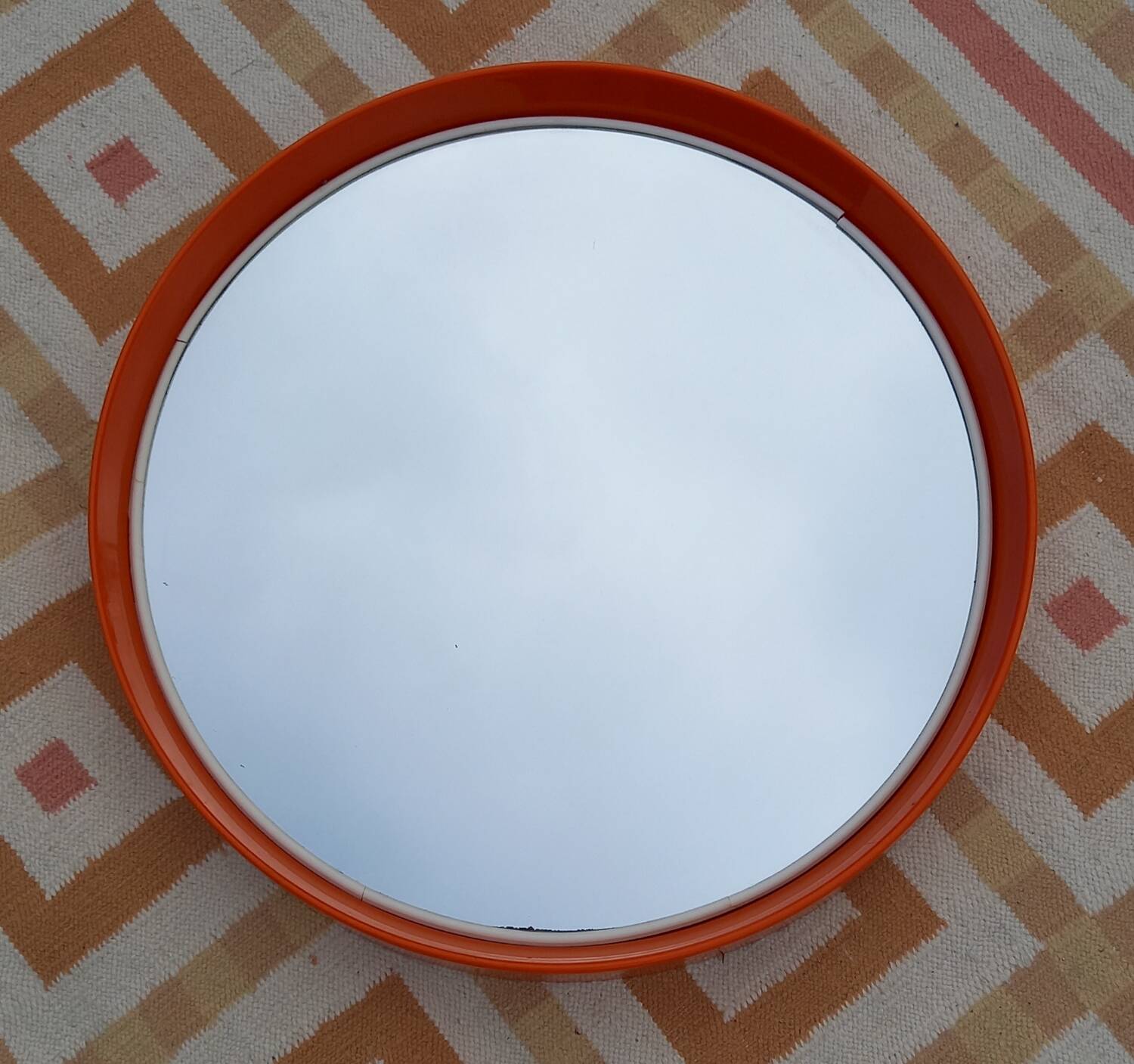 Vintage 1970 orange plastic mirror Salc