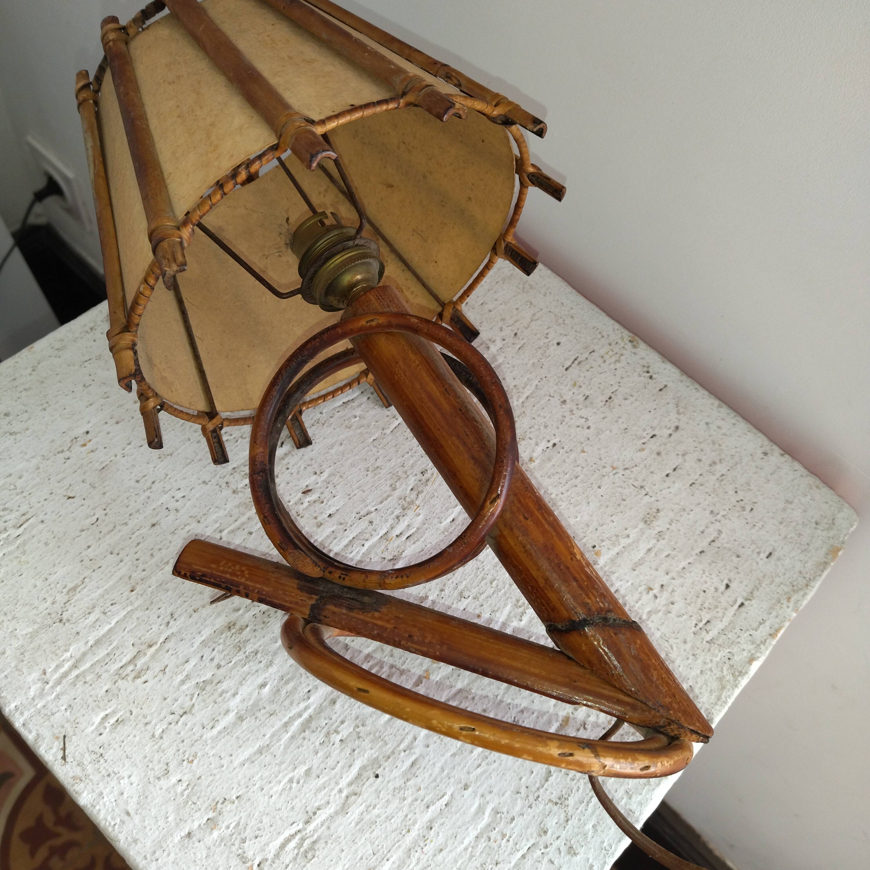 Rattan wall lamp 50s sognot 50's rattan wall light