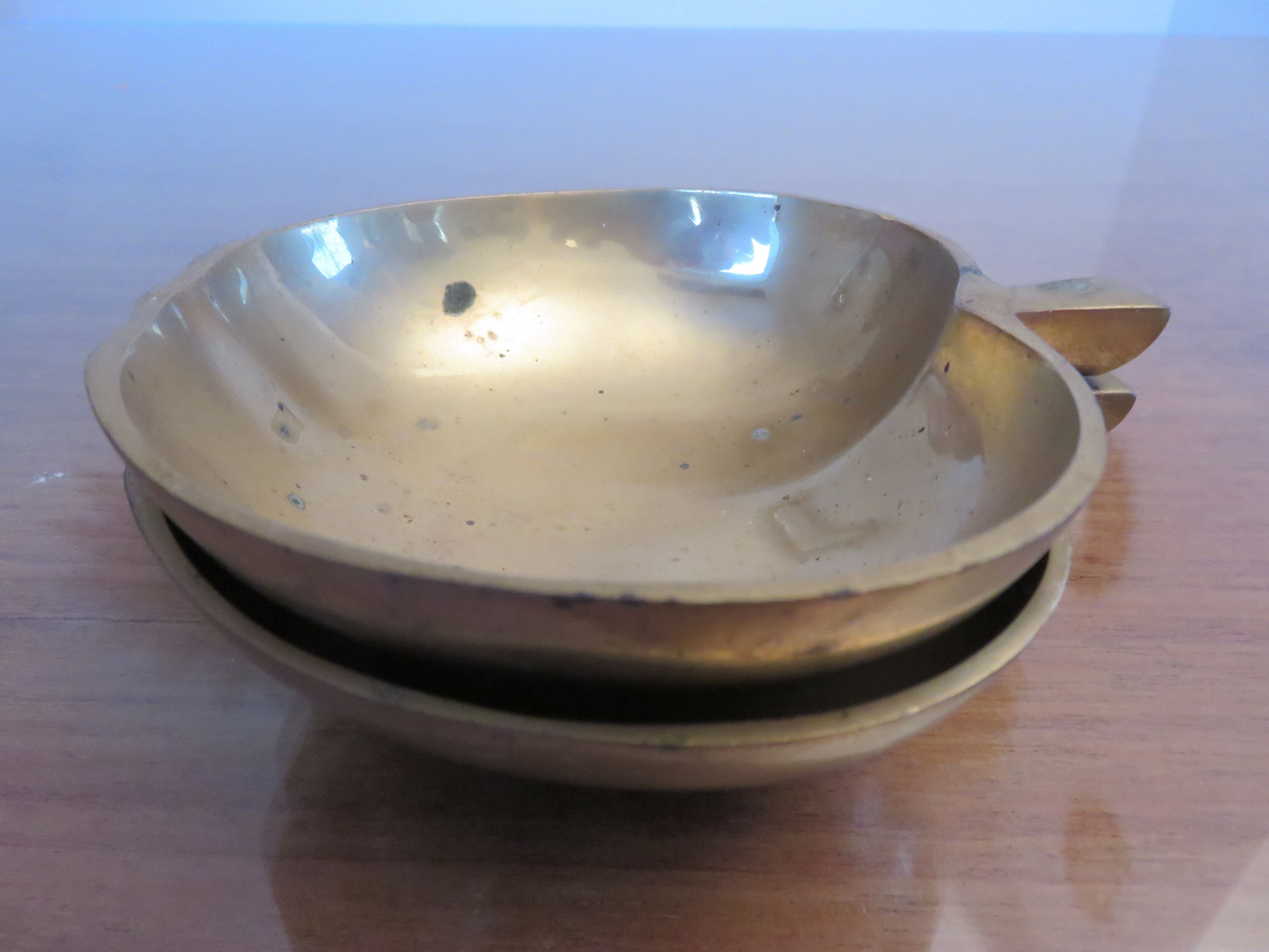 Pair of brass "apple" ashtrays, 1970s